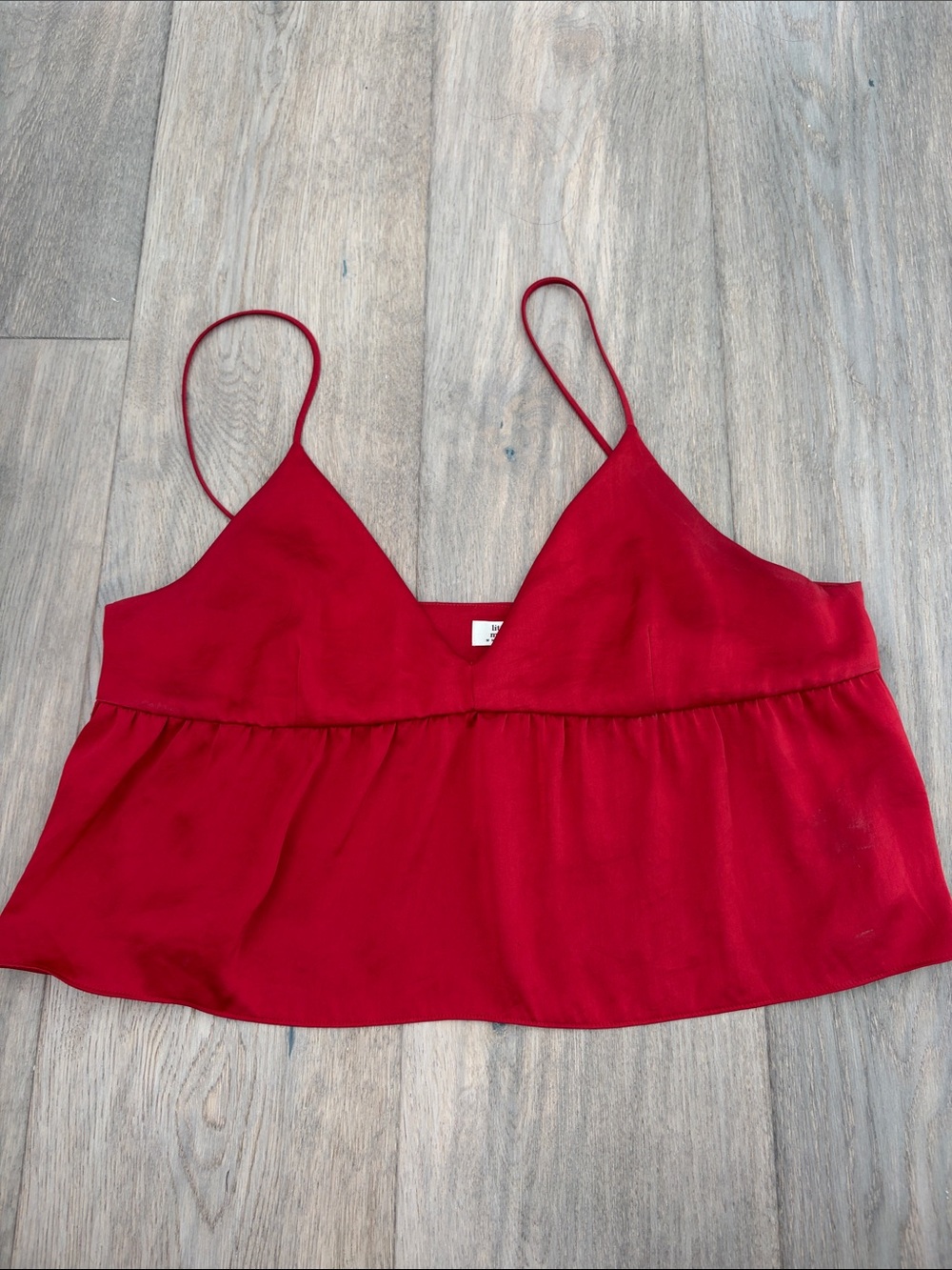 Little Moon Red Spaghetti-Strap V-Neck Peplum Cami